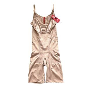 Spanx Rose Gold 2325 Size Large Open-Bust Mid-Thigh Body Shapewear Bodysuit NEW